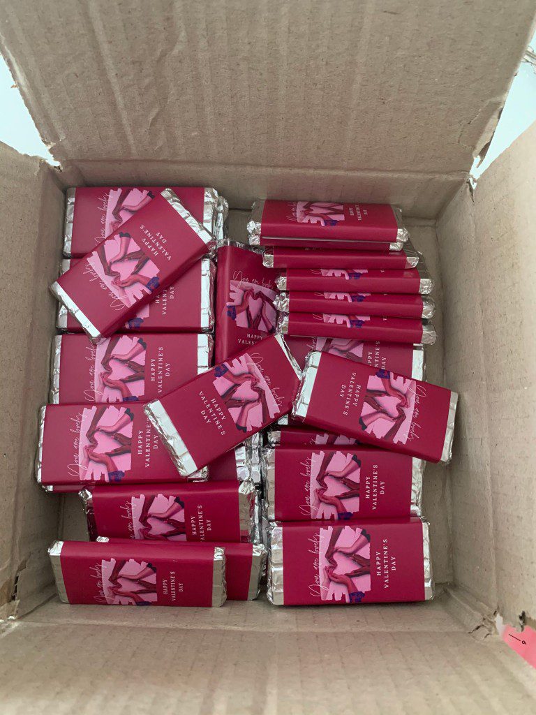 Small bars of custom chocolate in a box | Sweetalk chocolate branding