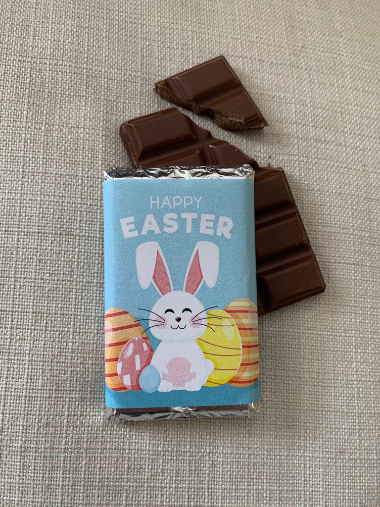 happy Easter chocolate blue background | sweetalk