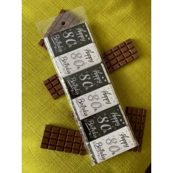 happy 80th birthday small | chocolate bar | black white silver | sweetalk