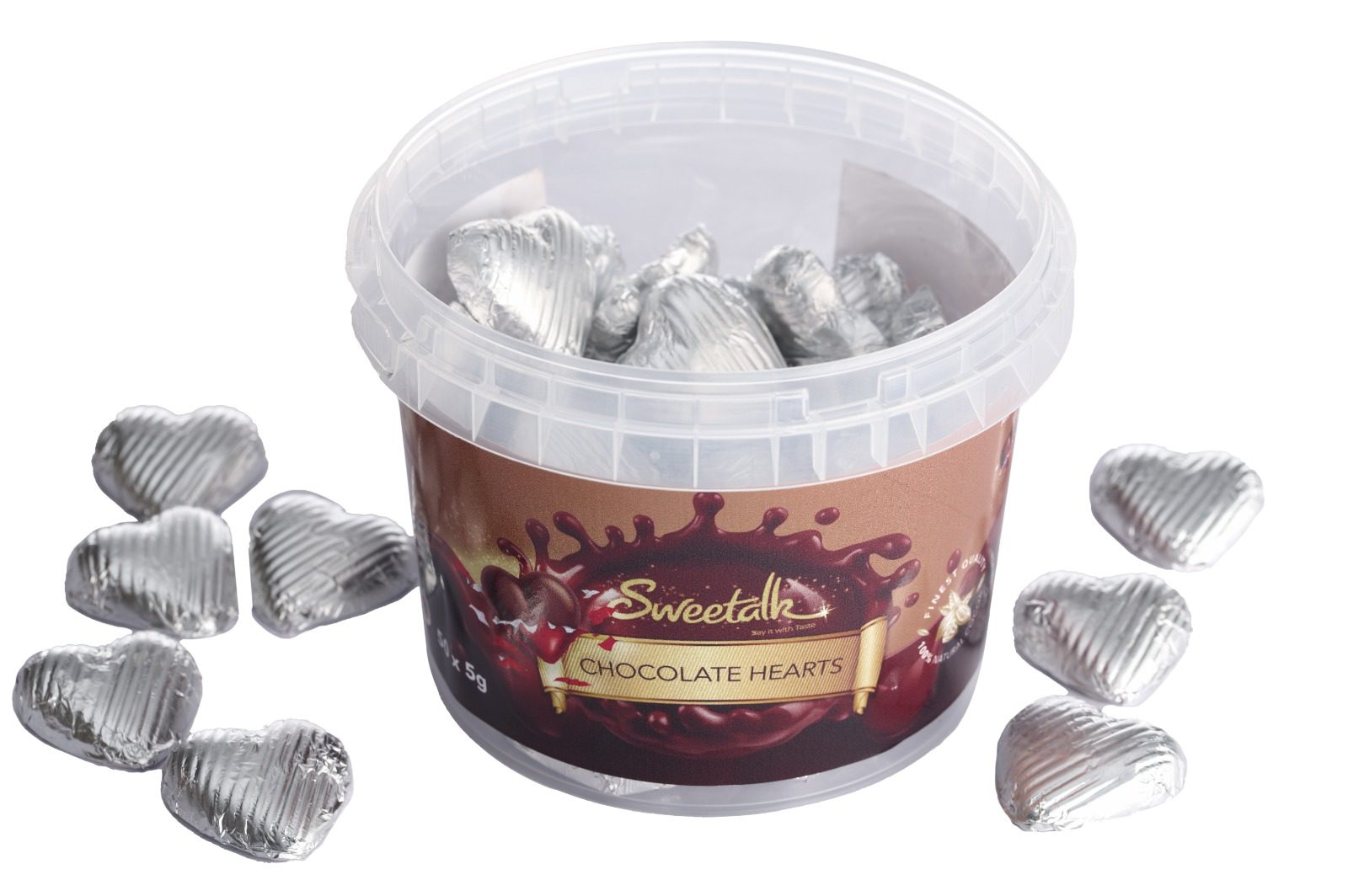 Bulk chocolate 5g x 50 Heart silver Sweetalk